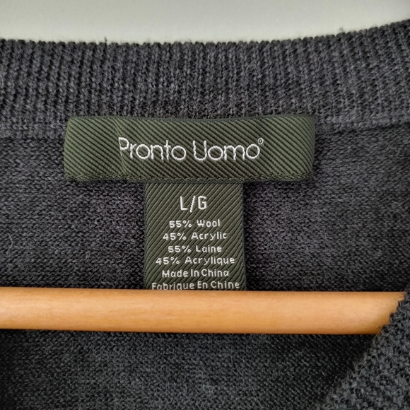 Pronto Uomo Knit Sweater Vest Argyle Size Large Wool Blend - Picture 11 of 11